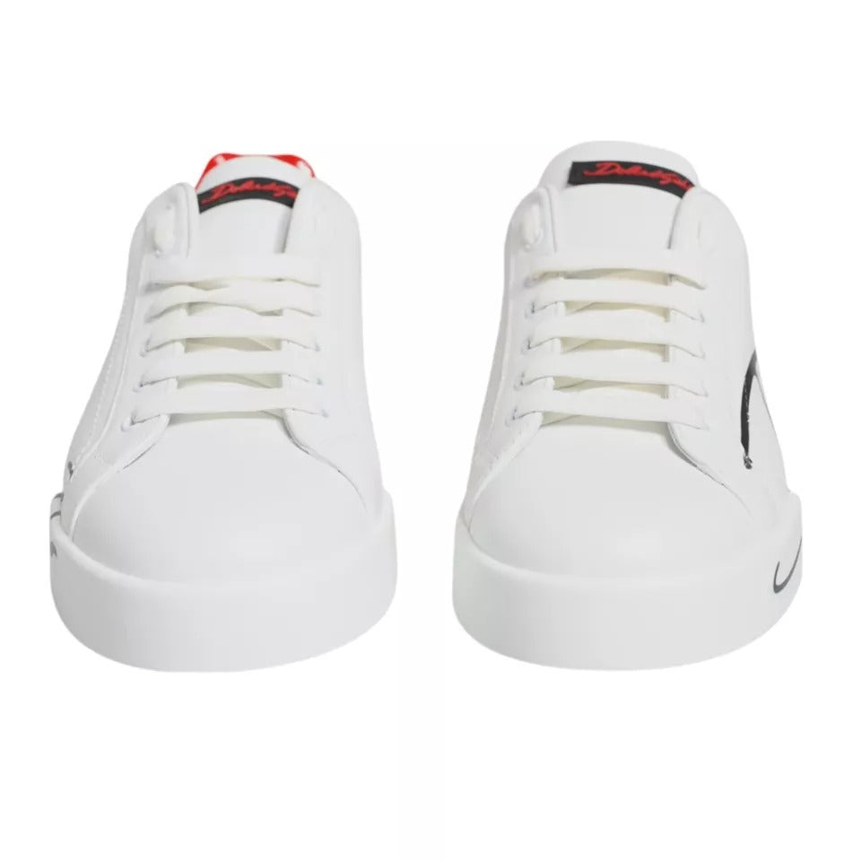 Dolce &amp; Gabbana White Red Portofino Low Top Sneakers Shoes