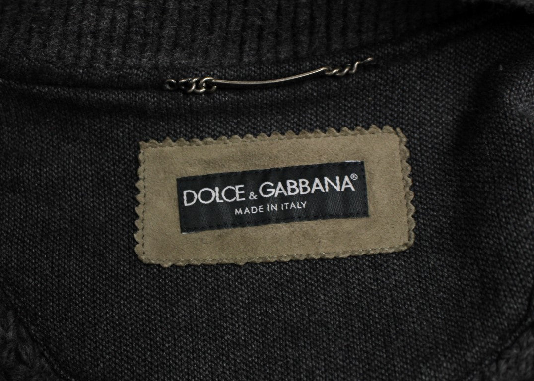 Dolce &amp; Gabbana Elegant Leather &amp; Wool Blend Jacket