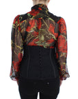 Dolce & Gabbana Elegant Black Floral Brocade Corset Belt