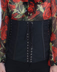 Dolce & Gabbana Elegant Black Floral Brocade Corset Belt