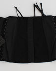 Dolce & Gabbana Elegant Black Floral Brocade Corset Belt