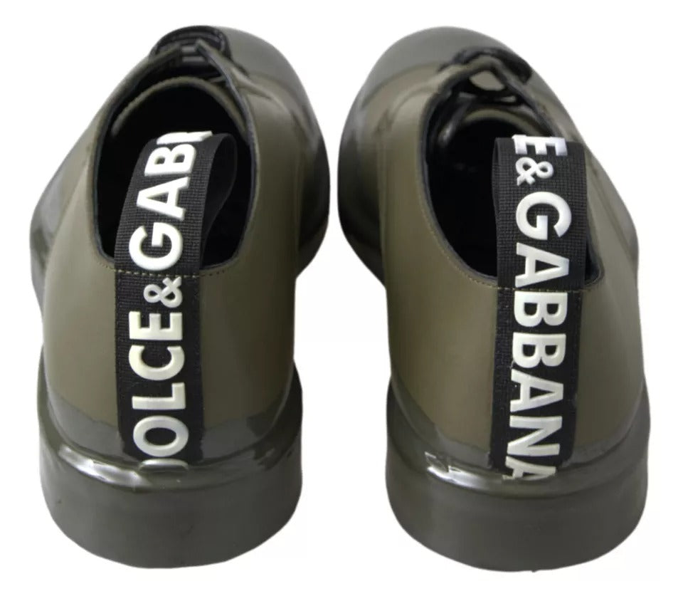 Dolce &amp; Gabbana Green Leather Rubber Sole Dress Shoes