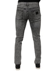 Dolce & Gabbana Dark Gray Washed Cotton Slim Fit Denim Jeans