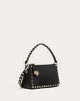 Valentino Garavani Black Garnet Calfskin Small Rockstud Shoulder Bag