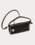 Valentino Garavani Black Garnet Calfskin Small Rockstud Shoulder Bag