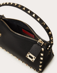 Valentino Garavani Black Garnet Calfskin Small Rockstud Shoulder Bag