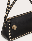 Valentino Garavani Black Garnet Calfskin Small Rockstud Shoulder Bag