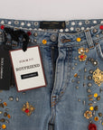 Dolce & Gabbana Enchanted Sicily Crystal Heart Boyfriend Jeans
