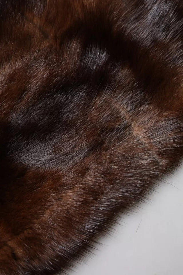 Dolce &amp; Gabbana Black Brown Stripe Fur Shawl Wrap Scarf