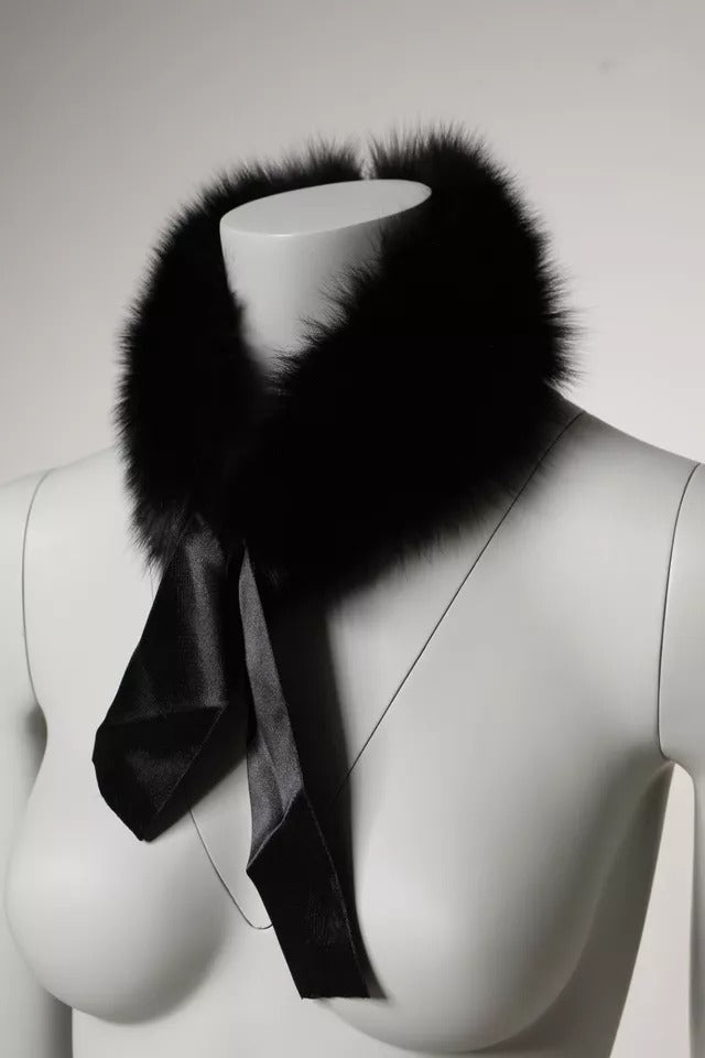 Dolce &amp; Gabbana Black Fur Shoulder Collar Wrap Shawl Scarf