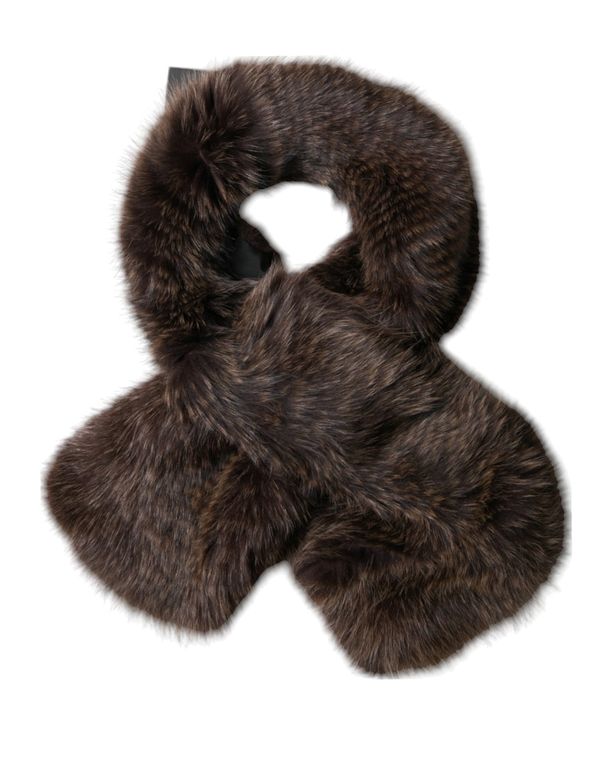 Dolce &amp; Gabbana Brown Raccoon Fur Neck Warmer Winter Scarf