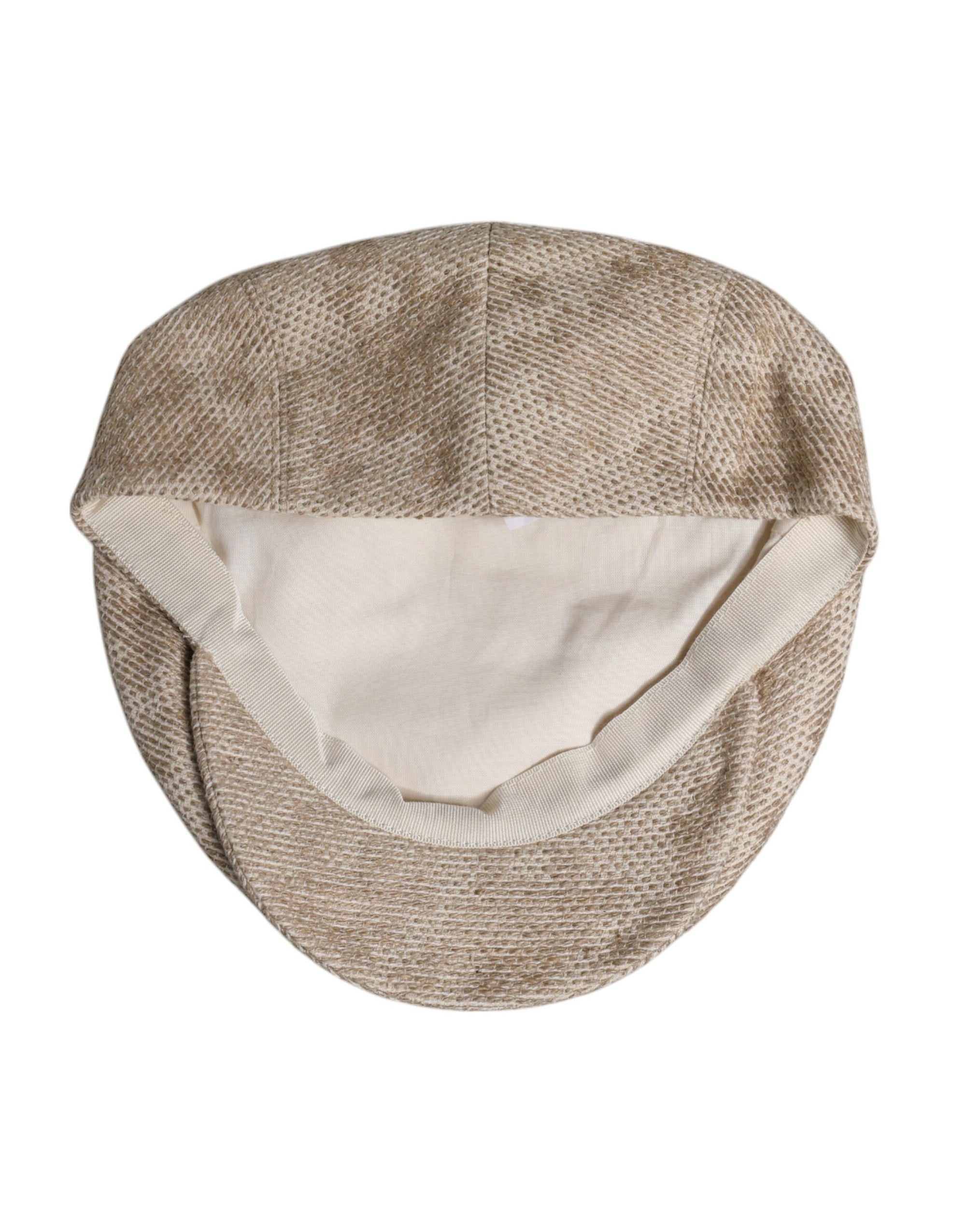 Dolce &amp; Gabbana Beige Floral Linen Newsboy Hat