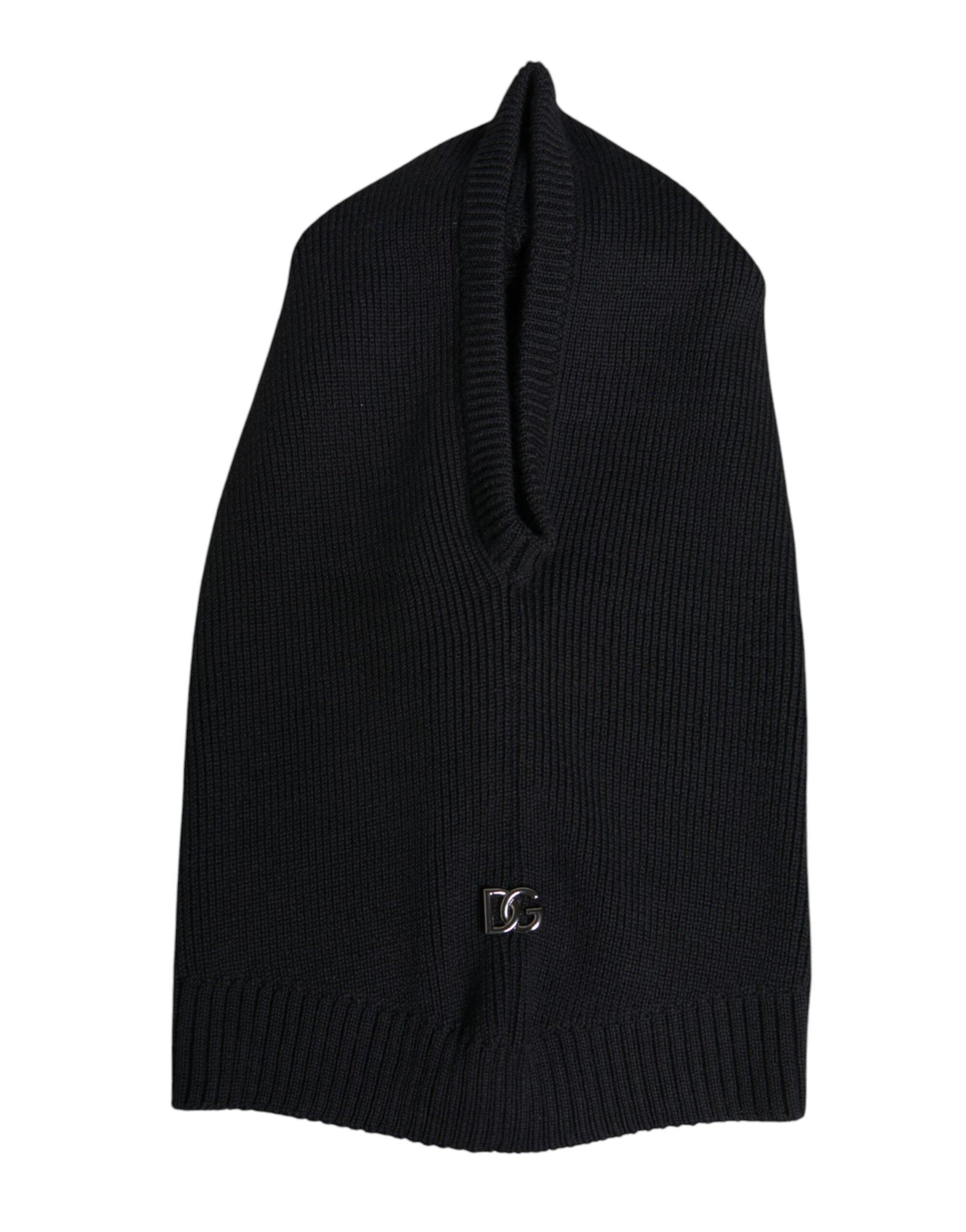 Dolce &amp; Gabbana Black Wool Whole Head Wrap Balaclava Hat