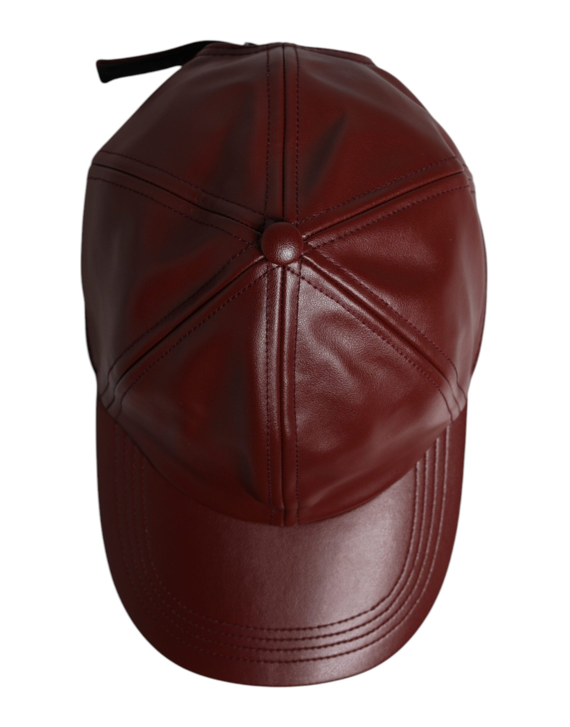 Dolce &amp; Gabbana Maroon Leather 6 Panels Baseball Cap
