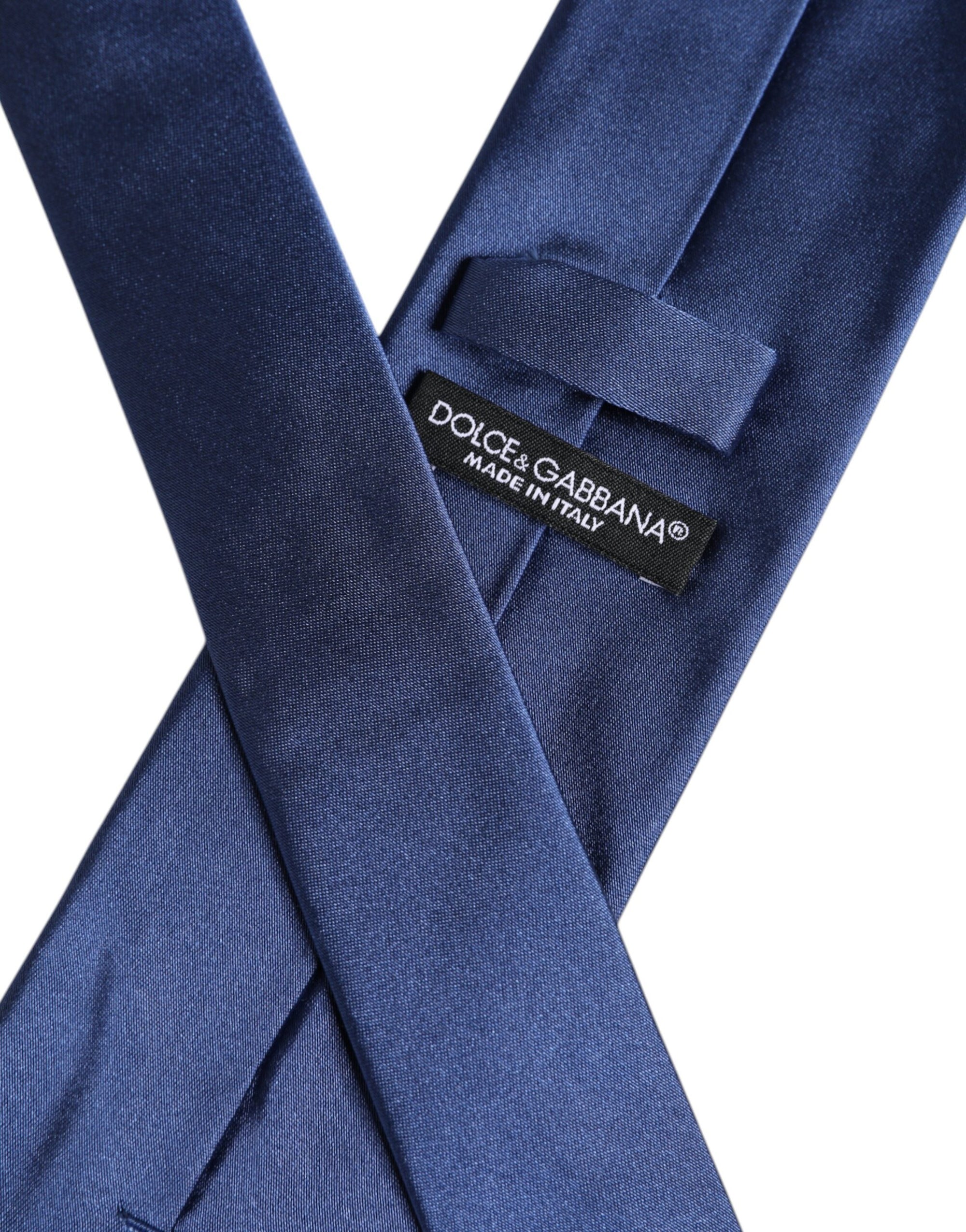 Dolce &amp; Gabbana Blue Solid Silk Adjustable Necktie Tie