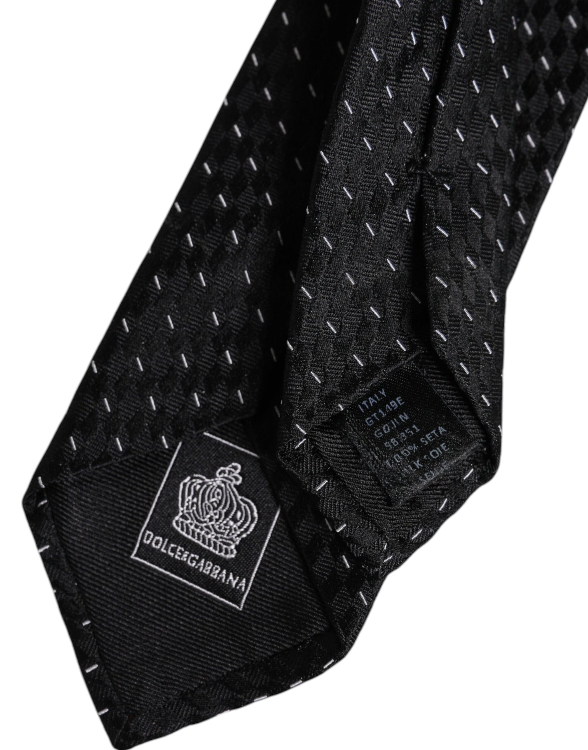 Dolce &amp; Gabbana Black Patterned Silk Adjustable Necktie Tie