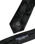 Dolce & Gabbana Dark Green Floral Silk Adjustable Necktie Tie