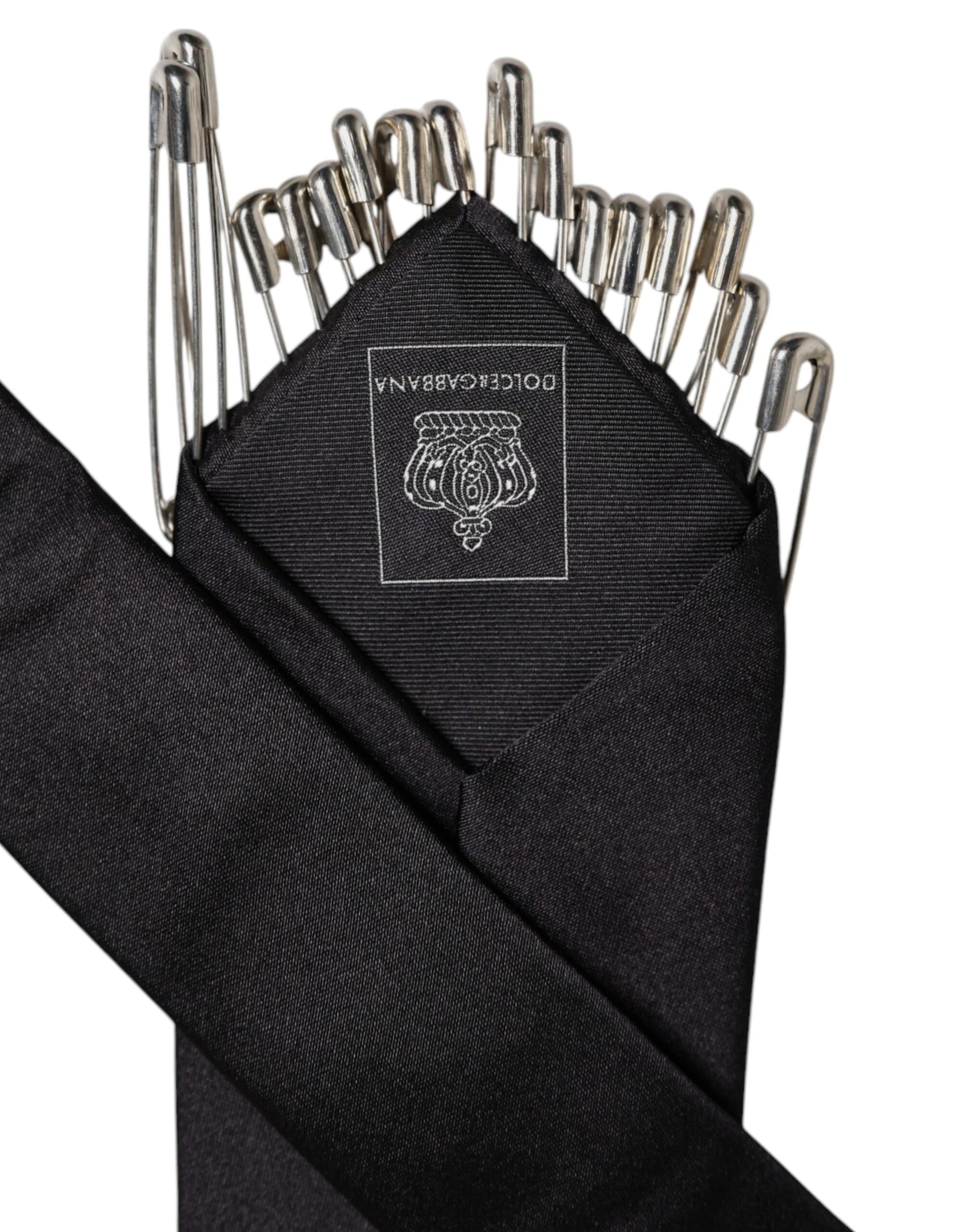 Dolce &amp; Gabbana Black Pins Embellished Adjustable Necktie Tie