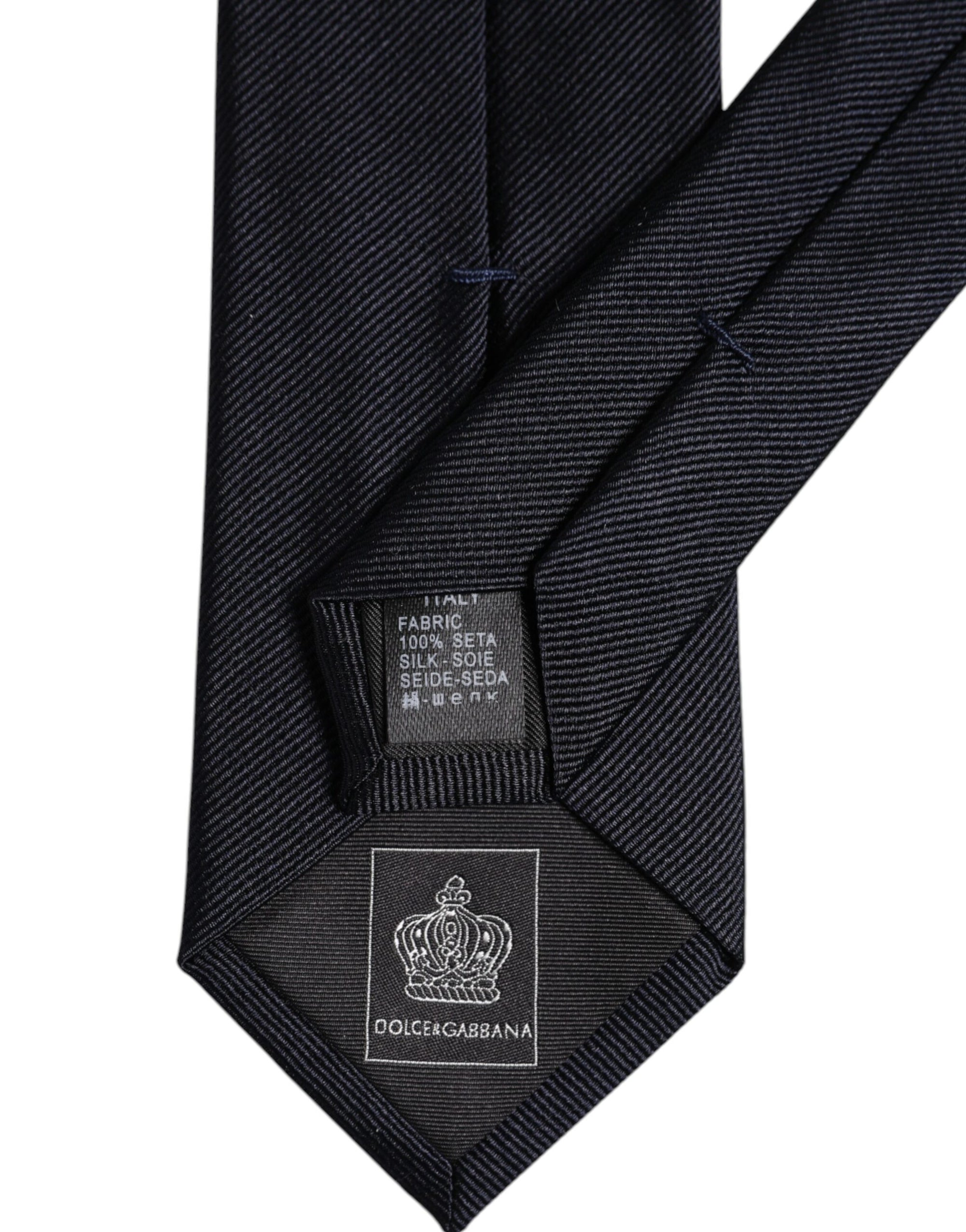 Dolce &amp; Gabbana Dark Blue Silk Adjustable Necktie Tie