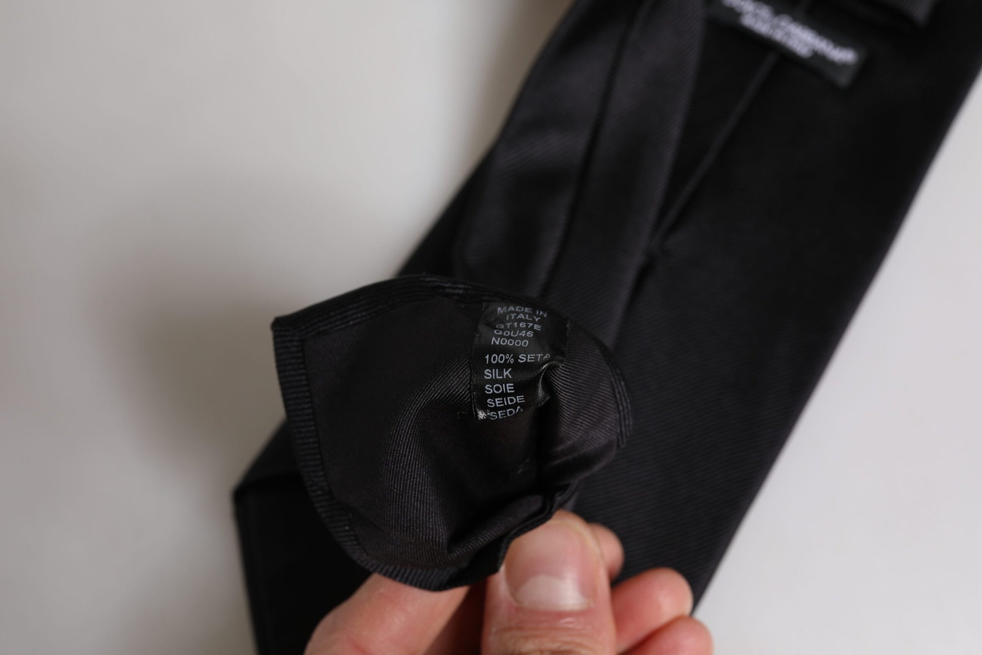 Dolce &amp; Gabbana Black Solid Silk Adjustable Necktie Tie