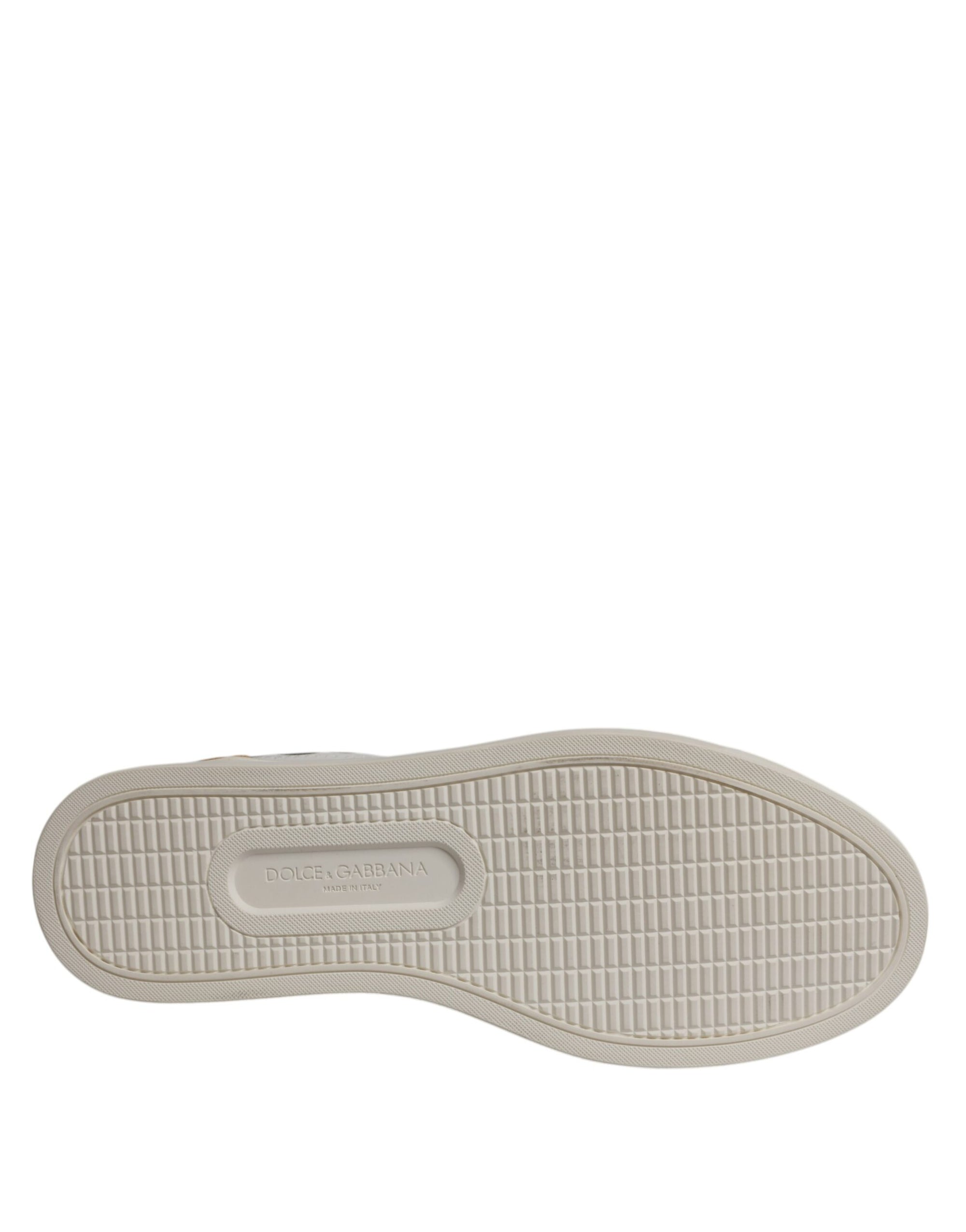 Dolce &amp; Gabbana White Suede Leather Low Top Sneakers Shoes