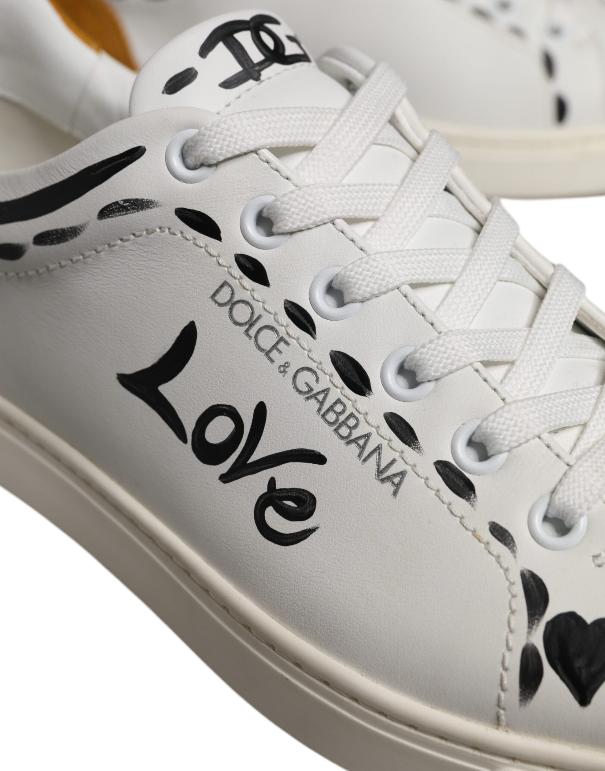 Dolce &amp; Gabbana White Suede Leather Low Top Sneakers Shoes