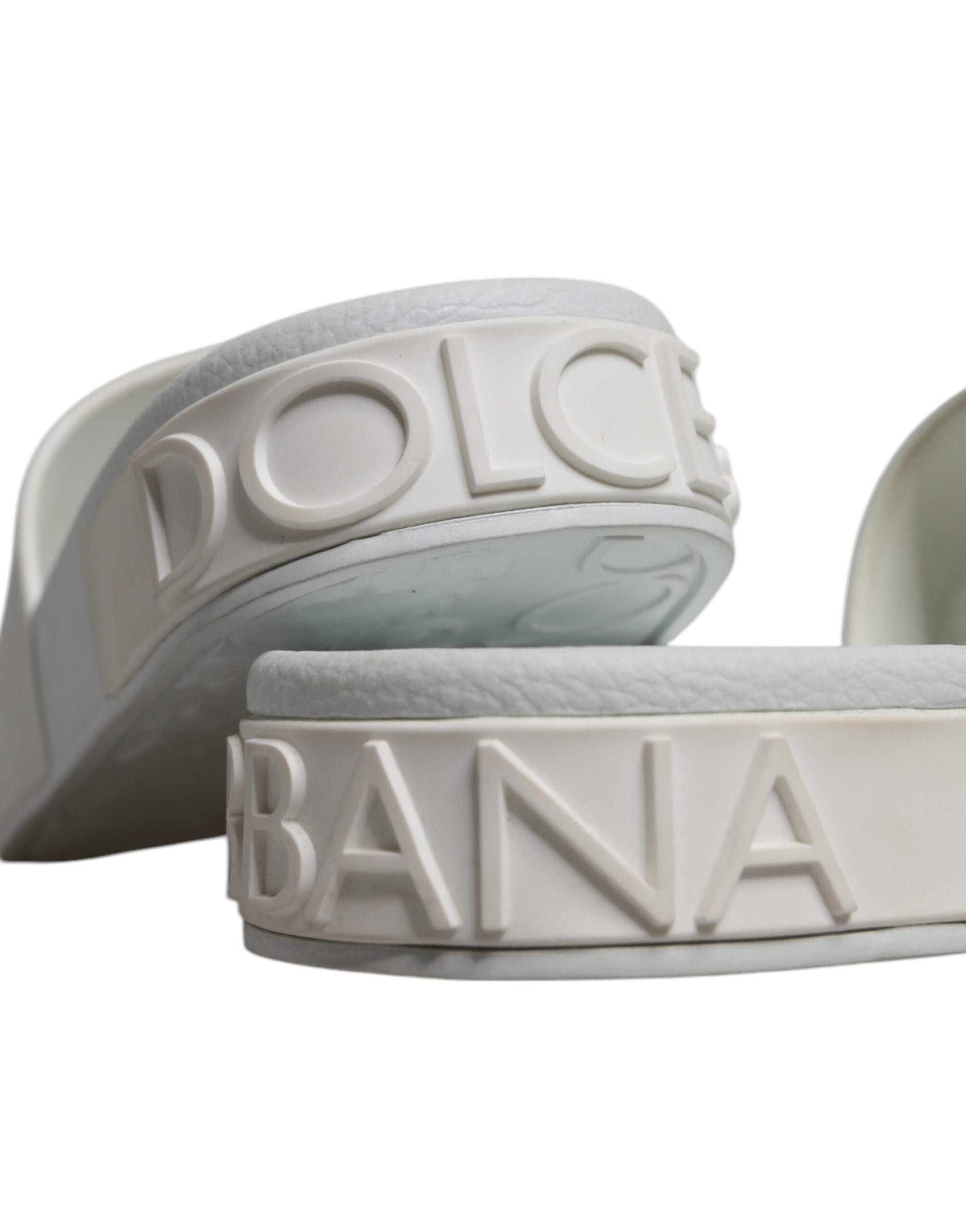 Dolce &amp; Gabbana White Rubber Slides Sandals Beachwear Shoes