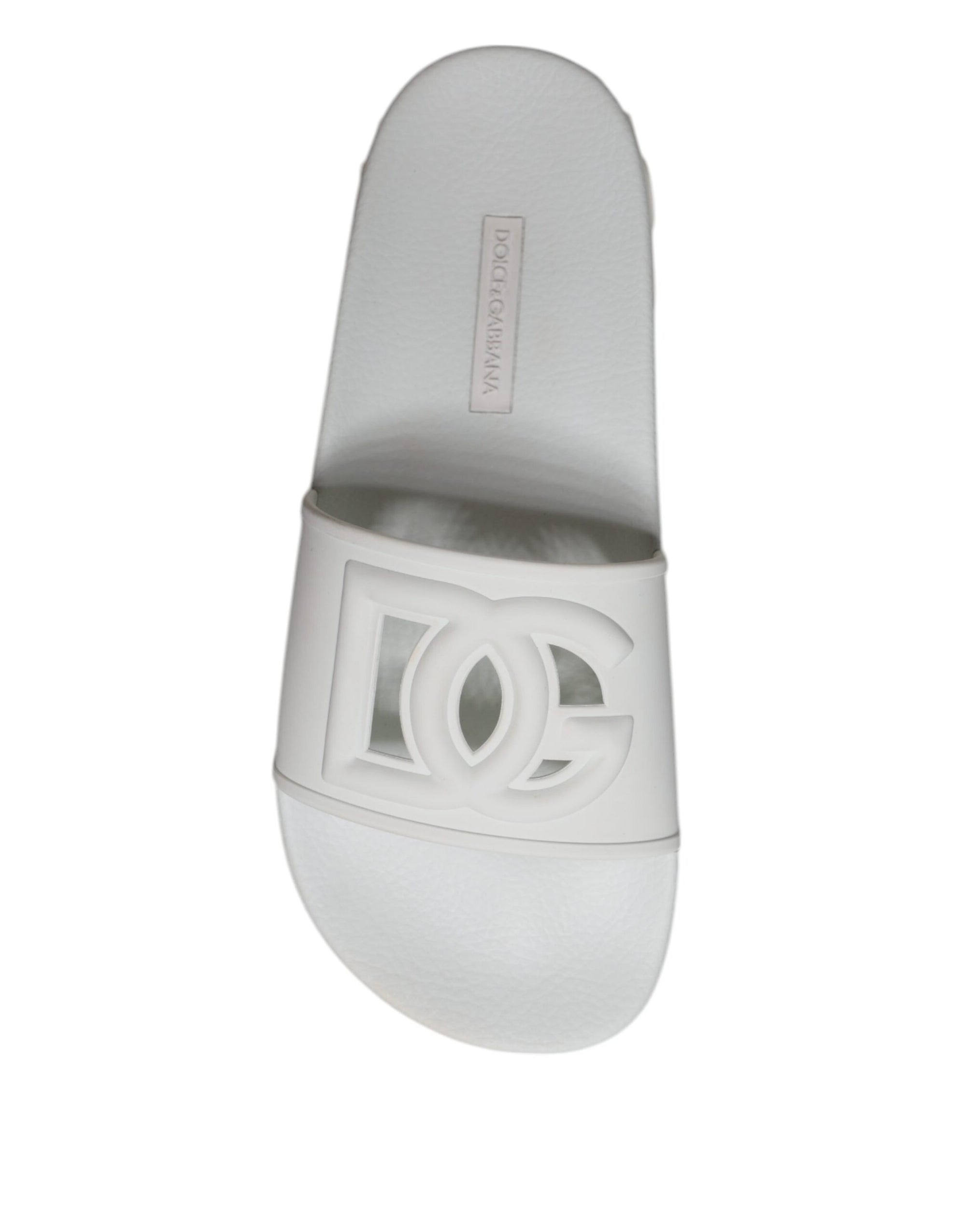 Dolce &amp; Gabbana White Rubber Slides Sandals Beachwear Shoes
