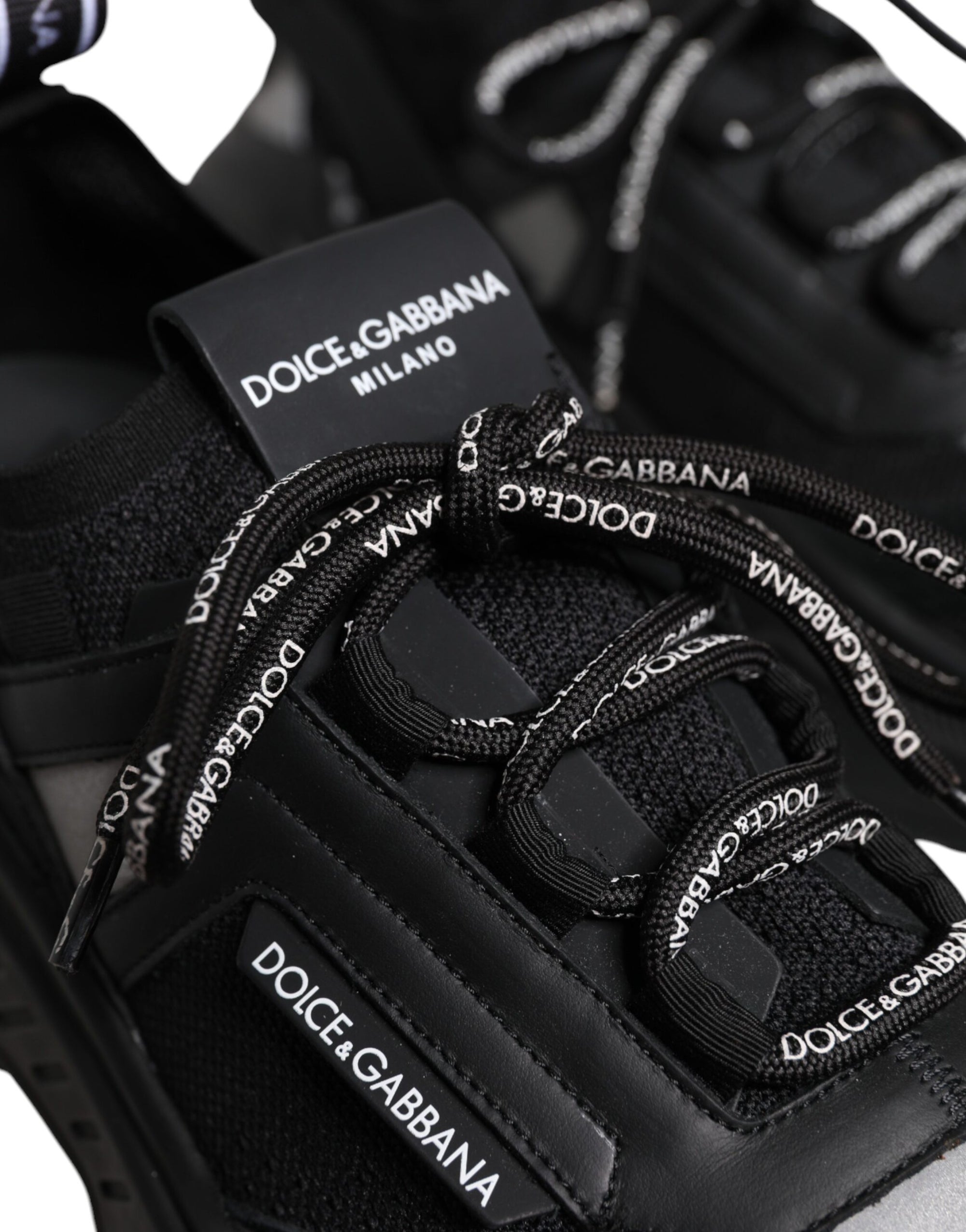 Dolce &amp; Gabbana Black Leather Daymaster Low Top Sneaker Shoes