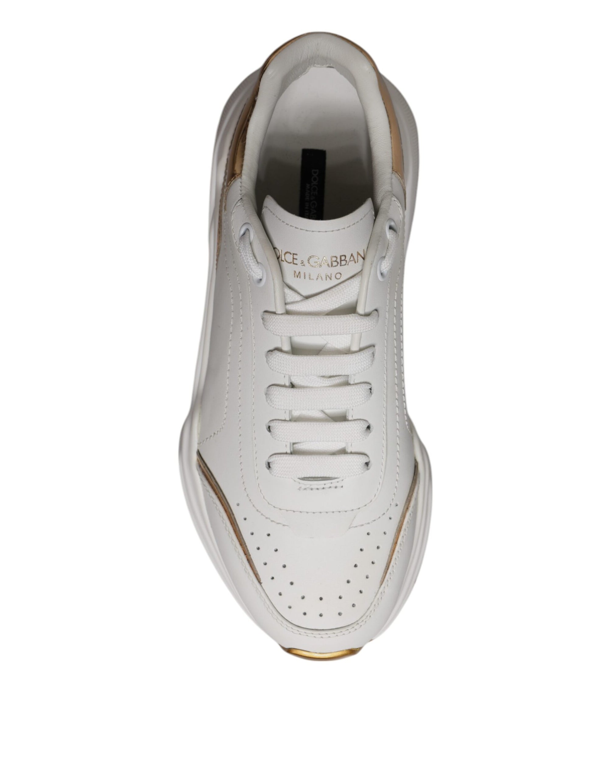 Dolce &amp; Gabbana White Gold Daymaster Low Top Sneaker Shoes
