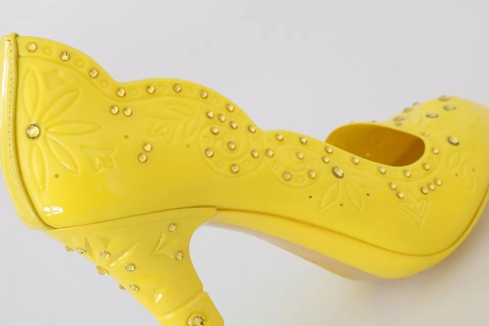 Dolce &amp; Gabbana Yellow Crystal Heels CINDERELLA Shoes