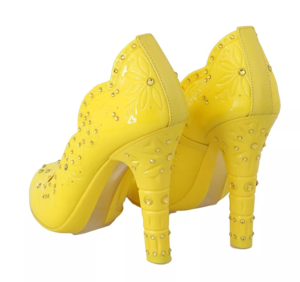 Dolce &amp; Gabbana Yellow Crystal Heels CINDERELLA Shoes