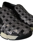 PINKO Silver Black Slip-on Sequence Design Sneakers Shoes