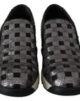 PINKO Silver Black Slip-on Sequence Design Sneakers Shoes
