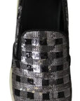 PINKO Silver Black Slip-on Sequence Design Sneakers Shoes