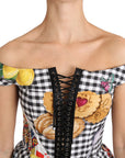 Dolce & Gabbana Chic Checkered Corset Top Blouse