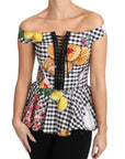 Dolce & Gabbana Chic Checkered Corset Top Blouse
