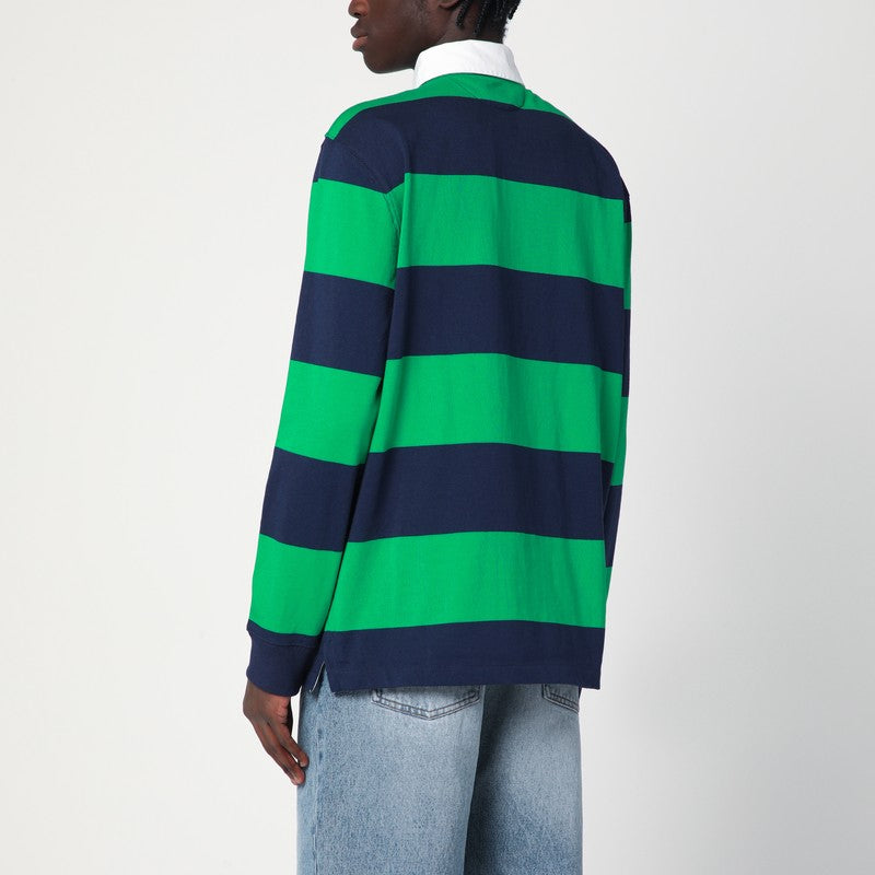 Polo Ralph Lauren Polo Ralph Lauren Navy blue/bright green striped cotton polo shirt