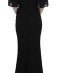 Dolce & Gabbana Elegant Black Floral Lace Maxi Dress