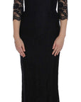 Dolce & Gabbana Elegant Black Floral Lace Maxi Dress