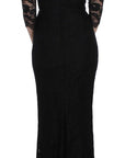 Dolce & Gabbana Elegant Black Floral Lace Maxi Dress