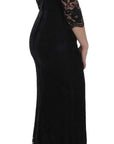 Dolce & Gabbana Elegant Black Floral Lace Maxi Dress