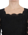 Dolce & Gabbana Elegant Black Floral Lace Maxi Dress
