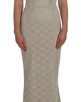 Dolce & Gabbana Elegant Beige Floral Cutout Maxi Dress