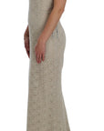 Dolce & Gabbana Elegant Beige Floral Cutout Maxi Dress