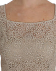 Dolce & Gabbana Elegant Beige Floral Cutout Maxi Dress