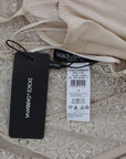 Dolce & Gabbana Elegant Beige Floral Cutout Maxi Dress