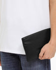 Saint Laurent Saint Laurent Black padded leather clutch bag with logo