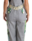 Dolce & Gabbana Exquisite Floral Embellished Denim Overalls