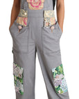 Dolce & Gabbana Exquisite Floral Embellished Denim Overalls